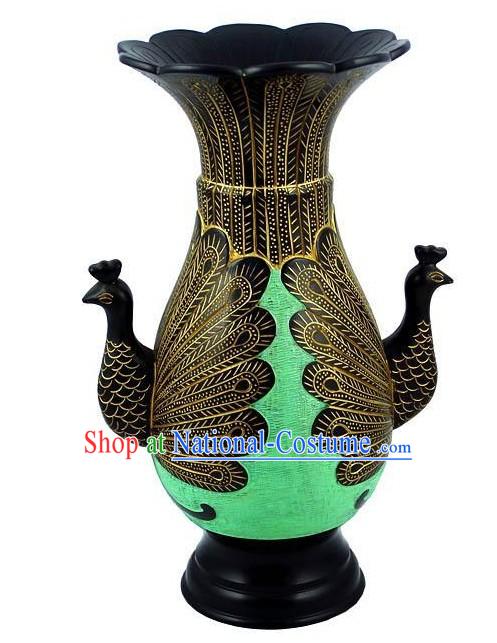 Chinese Traditional Longshan Black Pottery - Peacock