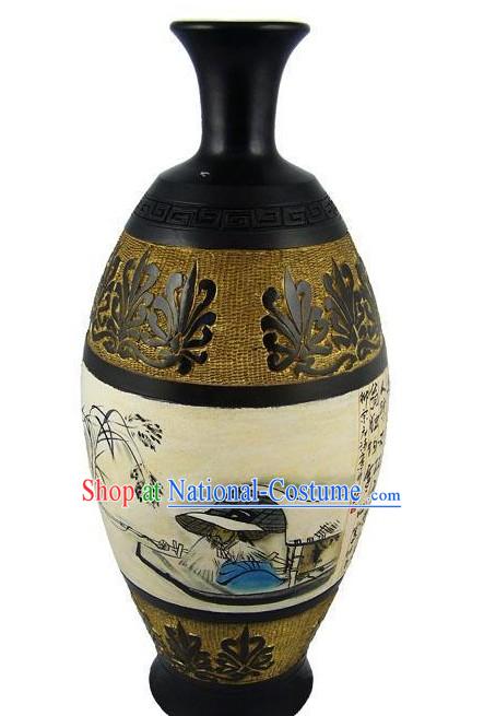 Chinese Traditional Longshan Black Pottery - Classical Landscape