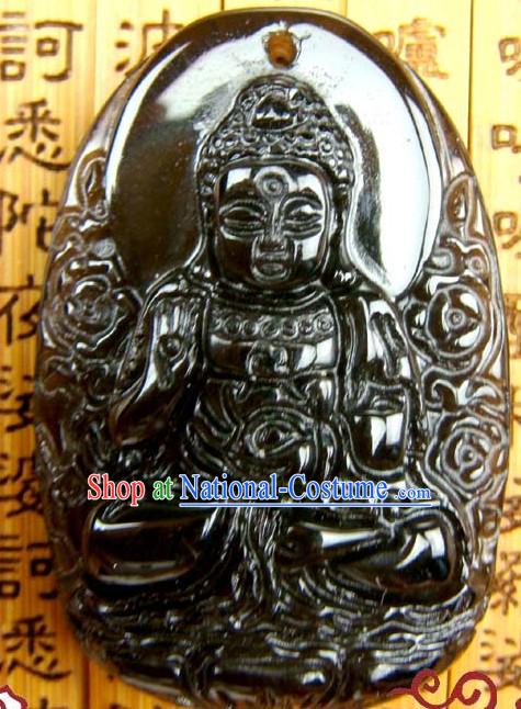 Kai Guang Obsidian Amitabha Pendant _angel of Chinese birth year dog and pig_