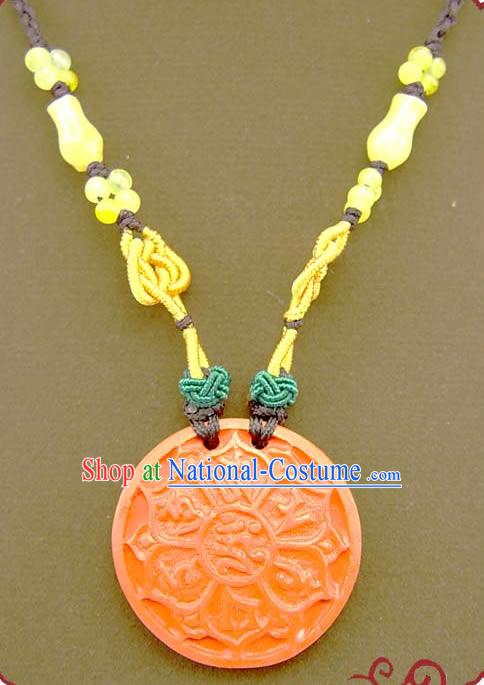 Chinese Feng Shui Kai Guang Vermilion Lotus Necklace _ancient prayer and blessing_