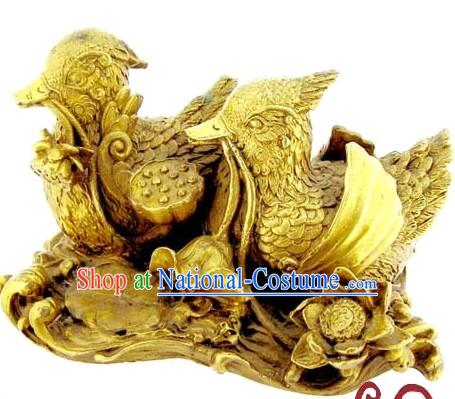 Kai Guang Feng Shui Chinese Golding Mandarin Duck Statue _bless love_