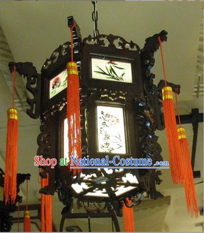 Chinese Classical Wooden Ceiling Palace Lantern - Ancient Plants