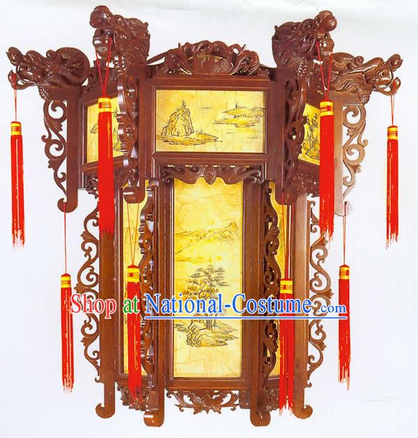 Chinese Handmade Dragon Wood Palace Lantern