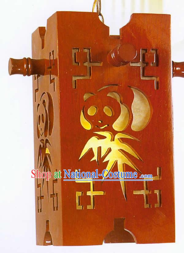 Chinese Classical Hand Made Wooden Hanging Lantern with Hand Carved Panada