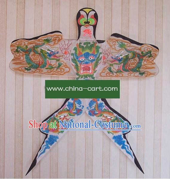 Chinese Classical Hand Painted and Made Swallow Kite - Five Dragons