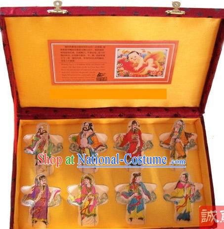 Chinese Traditional Weifang Hand Painted and Made 8 Kites Set - the Eight Immortals