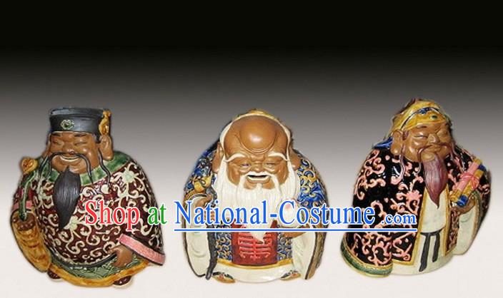 Chinese Classic Shiwan Ceramics Statue Arts Collection - God of Lucky, Healthy and Wealthy