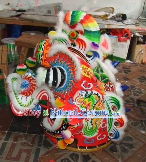 Supreme Chinese Traditional Kylin Dance Costumes Complete Set with Dragons Painting