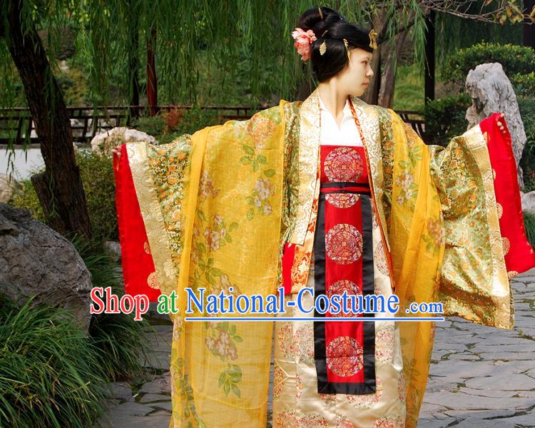 Ancient Chinese Tang Dynasty Princess Clothing and Headdress Complete Set