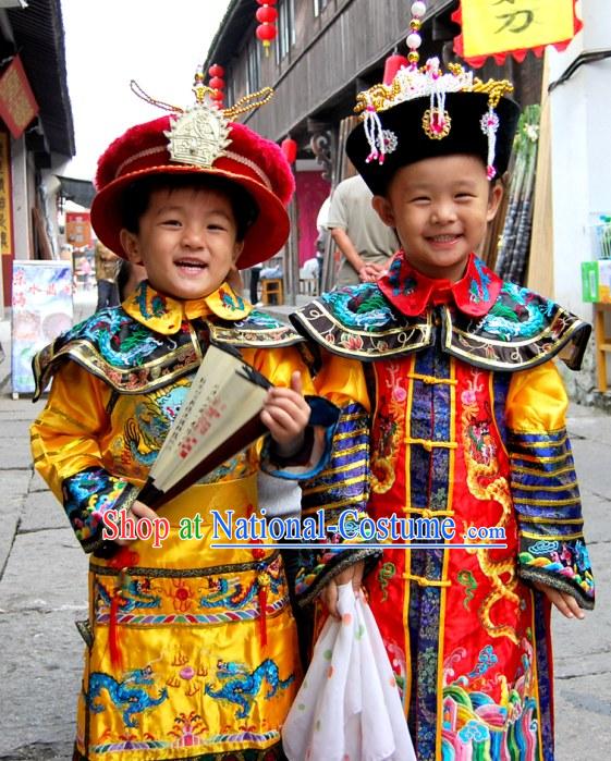 Traditional Chinese Emperor Costumes and Hat for Children