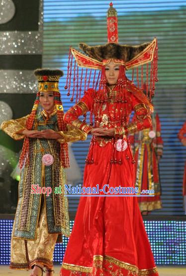 Chinese Traditional Mongolian Wedding Dress Complete Set