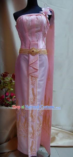 Traditional Asia Thai Court Dress Complete Set