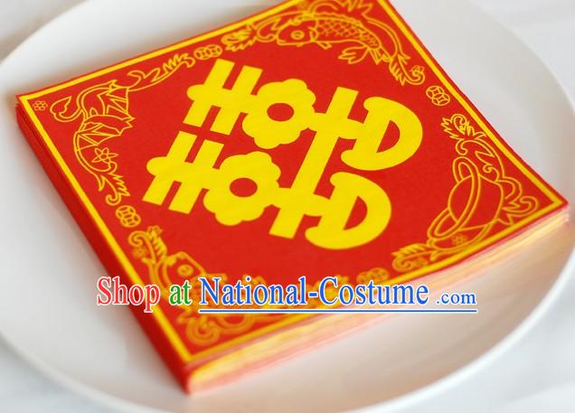 Traditional Chinese Style Three-ply Double Happiness Wedding Napkin