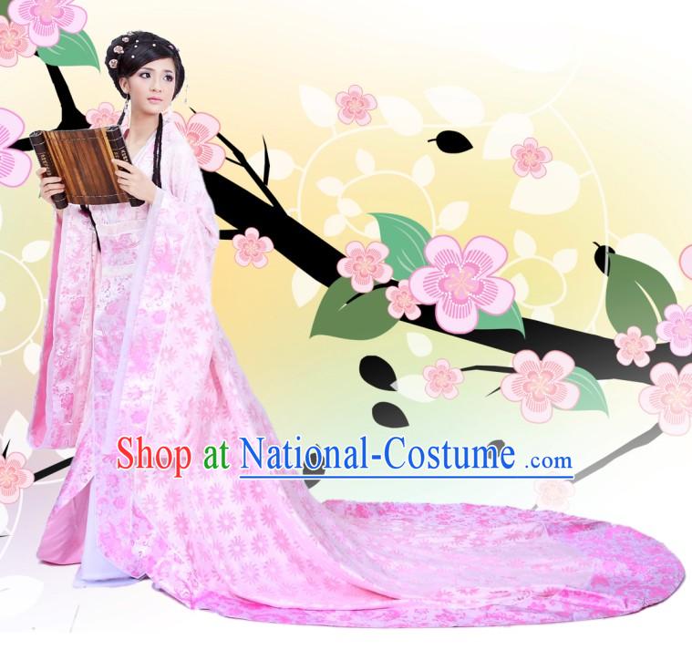 Chinese Ancient Palace Dance Costumes and Hair Accessories Complete Set