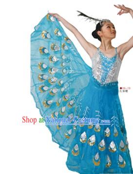 Chinese Traditional Peacock Dai Dance Costumes Complete Set