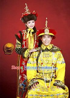 Chinese Traditional Emperor and Empress Costumes Complete 2 Sets