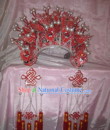 Supreme Chinese Classical Red Phoenix Crown for Bride