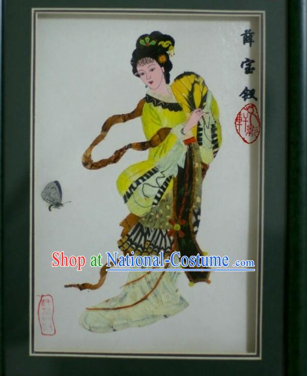 Handmade Real Butterfly Wings Painting - Xue Baochai in Dream of the Red Chamber