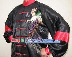 Chinese Professional Martial Arts Embroidered Phoenix Silk Uniform Complete Set