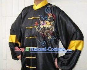 Top Embroidery Dragon Chinese Wushu Silk Uniform