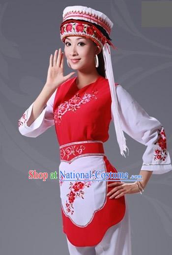 Chinese Bai Minority Folk Dance Costumes Complete Set