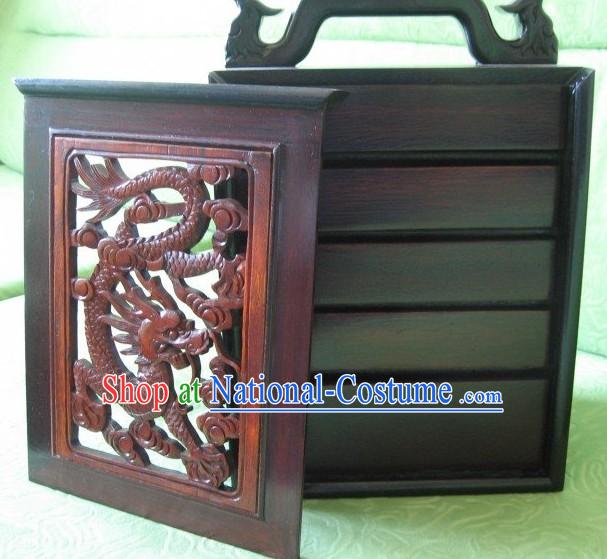 Chinese Classical Dragon Mahjong Wooden Box