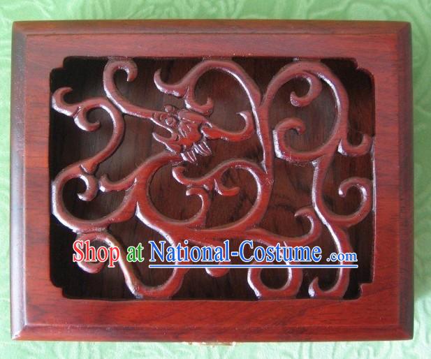 Traditional Carved Dragon Mahjong Wooden Box