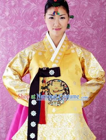 Supreme Korean Traditional Embroidered Dress and Hanbok Complete Set for Women