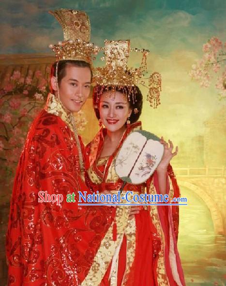 Ancient Chinese Empress and Emperor Wedding Dresses 2 Sets