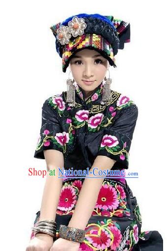 Chinese Qiang Minority Costume and Hat Set