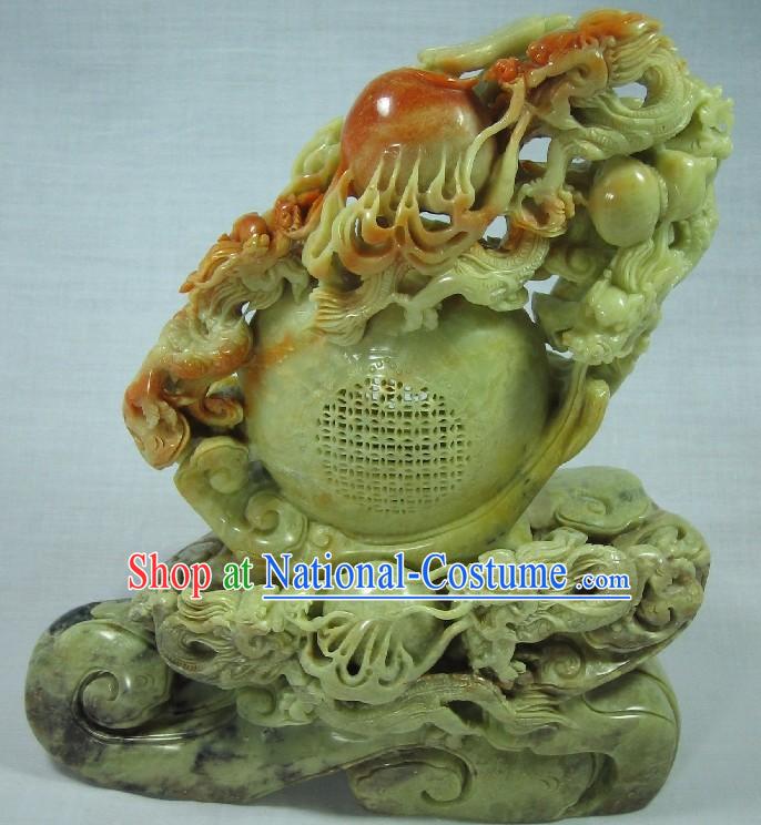 Supreme Chinese Natural Jade - Four Dragons Playing Ball