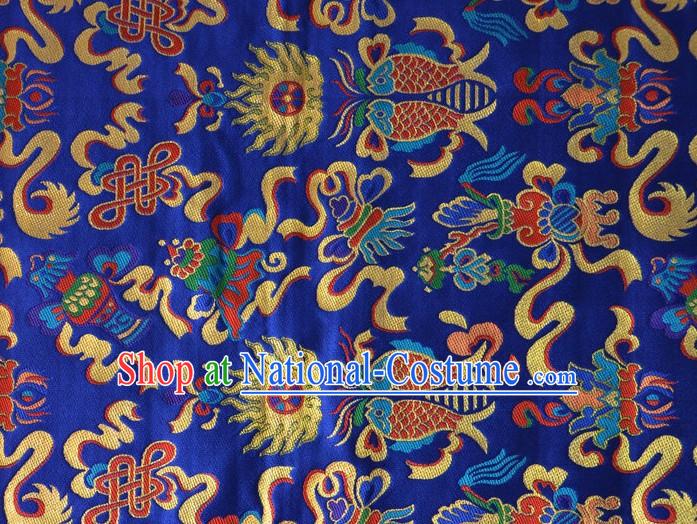 Traditional Chinese Blue Brocade Fabric