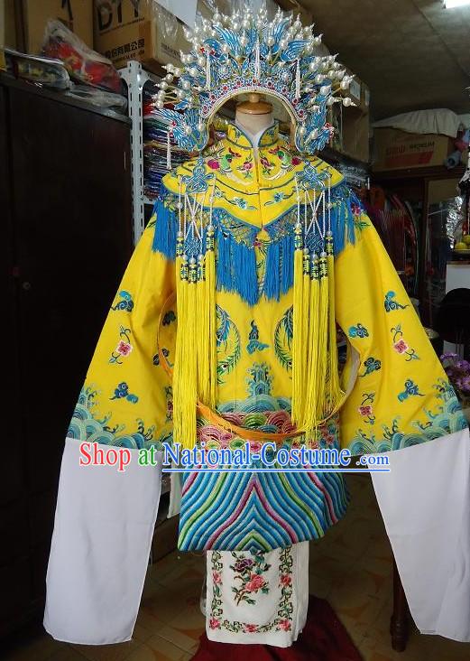 Chinese Peking Opera Empress Costume and Phoenix Crown Complete Set