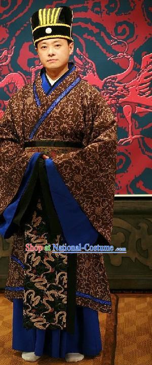 Ancient Chinese Prime Minister Costume and Hat Complete Set