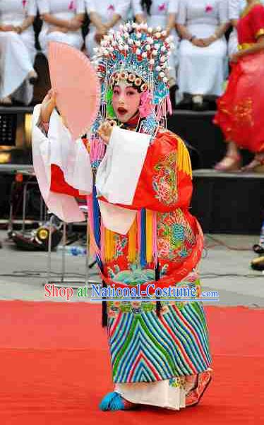 Peking Opera The Imperial Concubine Got Drunk _Guifei Zui Jiu_ Costume and Crown Set for Children