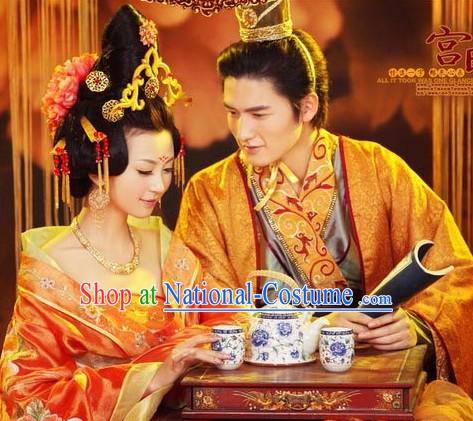 Ancient Palace Emperor and Empress Wedding Dresses 2 Sets