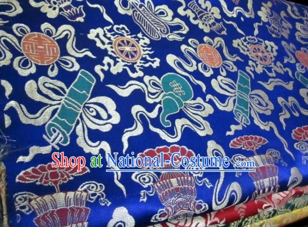 Traditional Chinese Lucky Eight Treasures Brocade Fabric