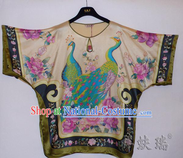 Rui Fu Xiang Silk Peacock Shirt for Women