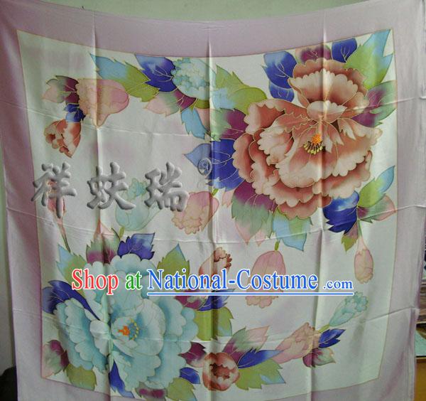 China Beijing Rui Fu Xiang Traditional Flower Silk Scarf