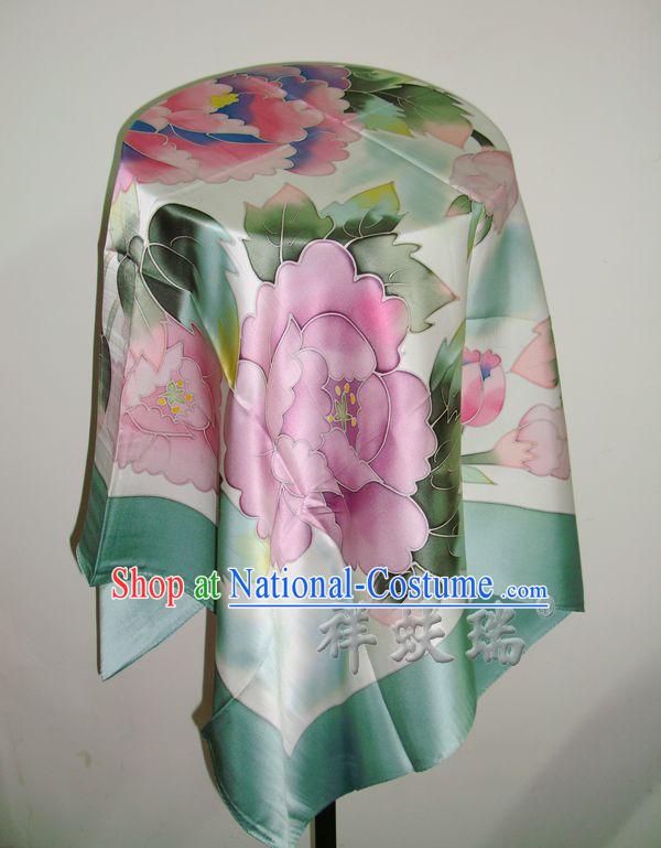 Chinese Rui Fu Xiang Silk Flower Scarf for Women