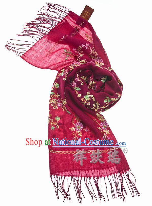 Traditional Chinese Rui Fu Xiang Flower Wool Scarf