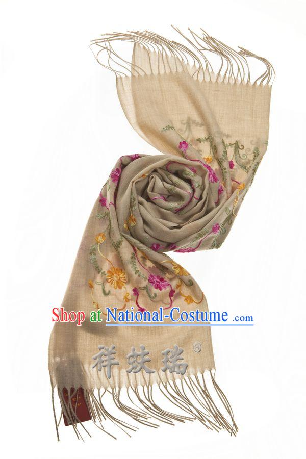 Traditional Chinese Rui Fu Xiang Flower Wool Scarf