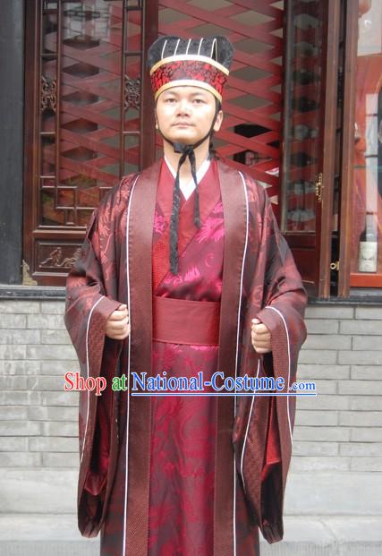 Ancient Chinese Prime Minister Clothing and Hat Set