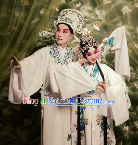 Chinese Peking Opera The Peacocks Fly to the Southeast Costume 2 Sets for Men and Women