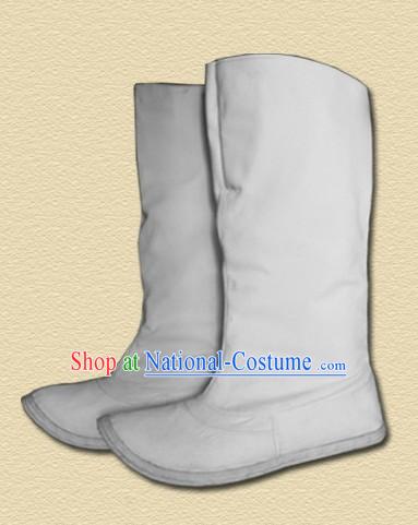 Ming Dynasty Horse Riding White Boots for Men