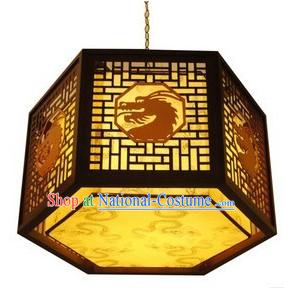 Chinese Classical Wooden Dragon Hanging Lantern