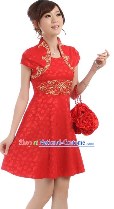 Chinese Wedding Red Short Qipao