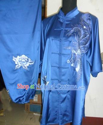 Chinese Short Sleeve Silk Phoenix Wushu Uniform