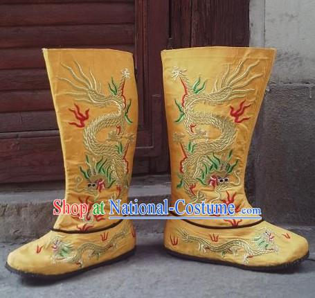 Ancient Chinese Emperor Embroidered Dragon Boots