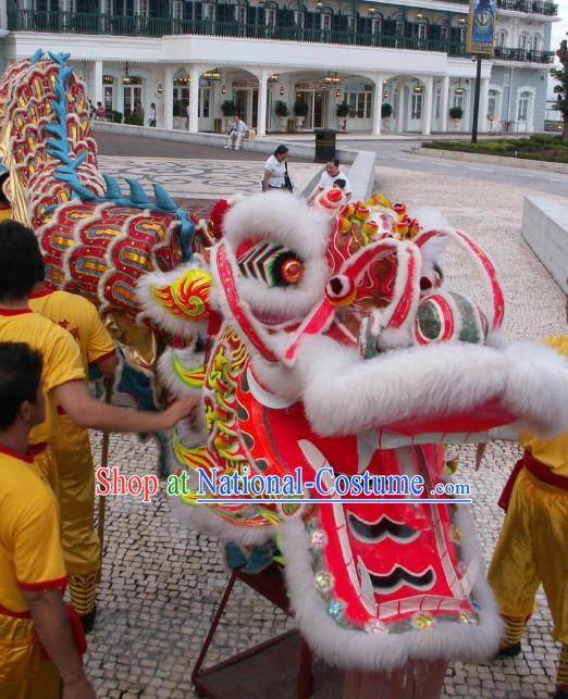 Supreme Long Wool Blue Dragon Dance Costumes Complete Set